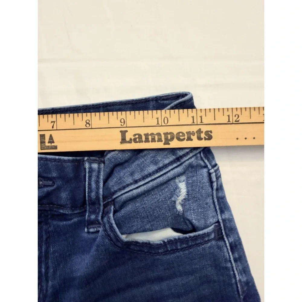 Justice Jeans Girls 10 Blue Skinny Slim Medium‎ Wash Distressed Raw Hem Denim